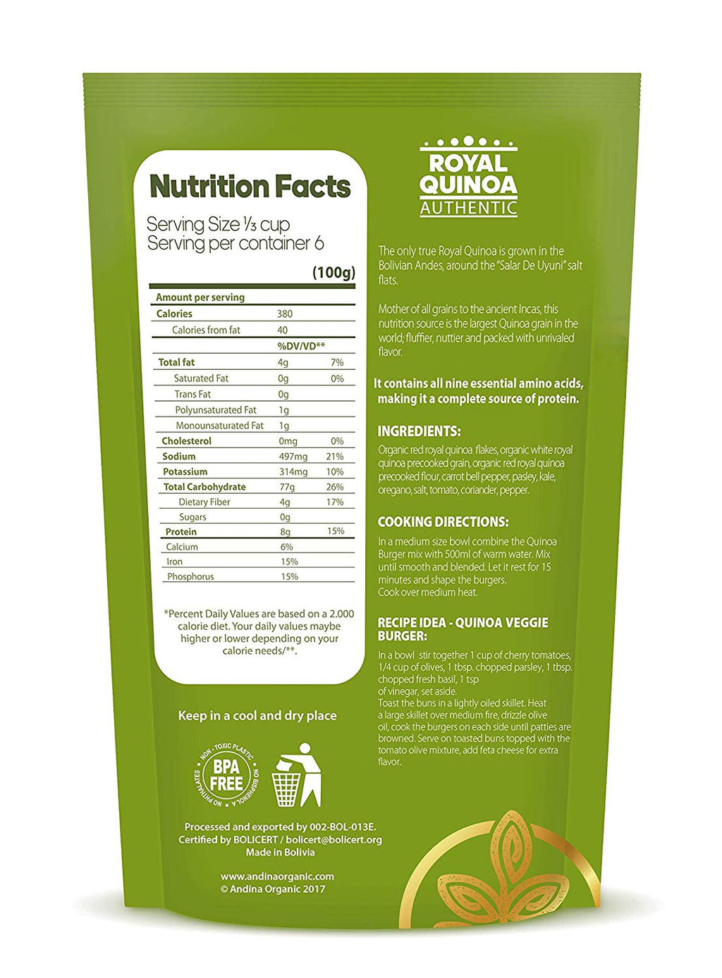 Organic Quinoa Vegan Burger Mix-Andina Organic