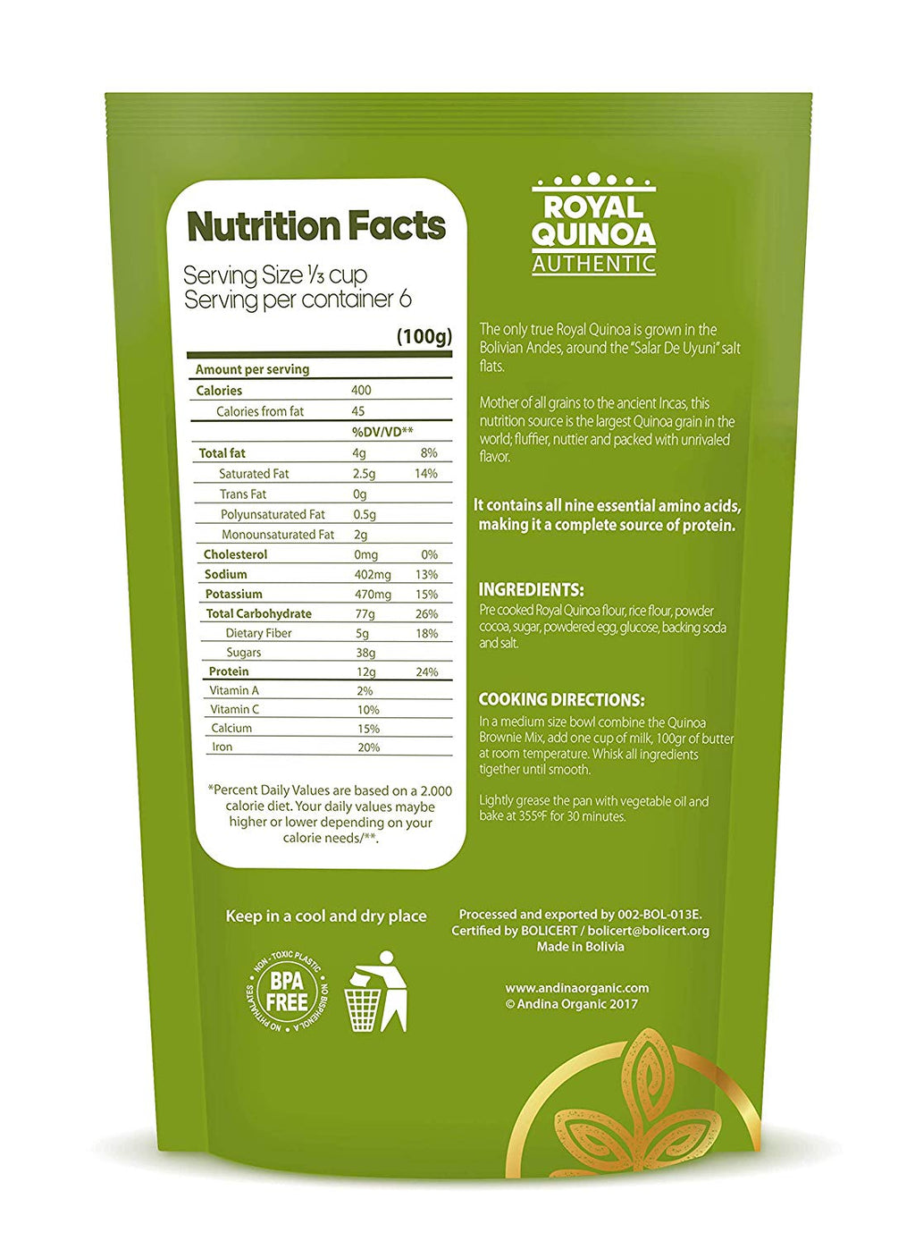 Gluten-Free Brownie Mix-Andina Organic