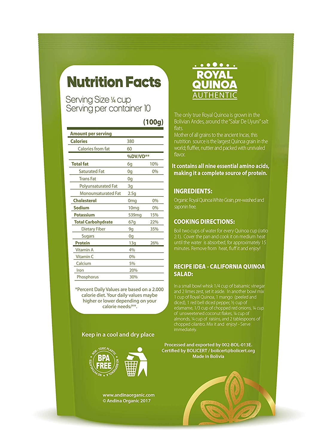 Royal Quinoa: Organic White Grain-Andina Organic