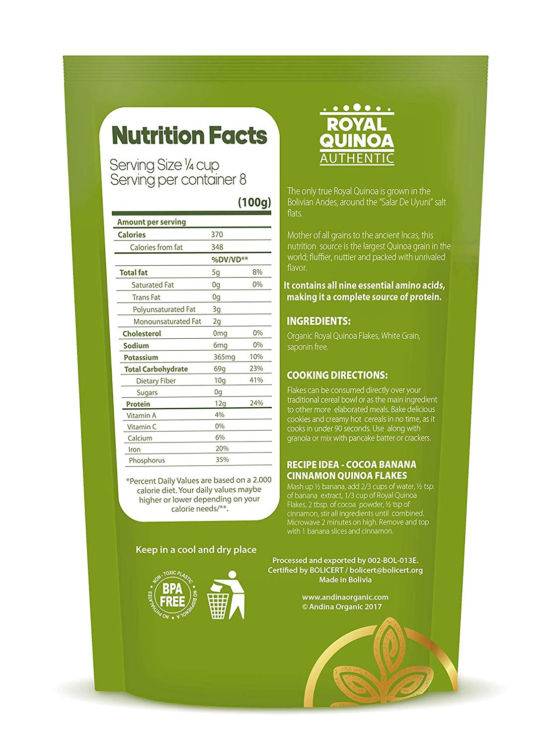 Royal Quinoa Flakes: Organic Cereal-Andina Organic